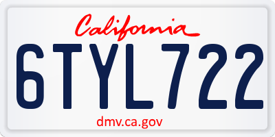 CA license plate 6TYL722