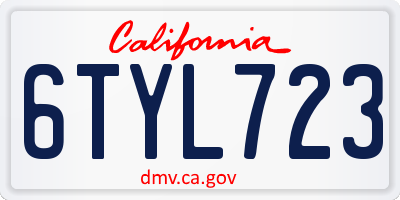 CA license plate 6TYL723