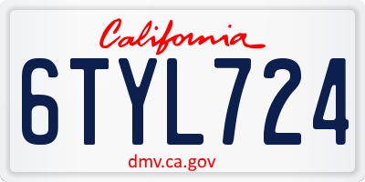 CA license plate 6TYL724