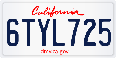 CA license plate 6TYL725