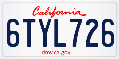 CA license plate 6TYL726