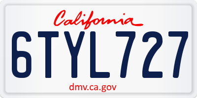CA license plate 6TYL727
