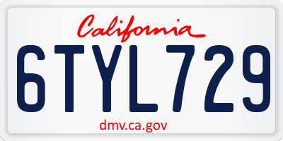 CA license plate 6TYL729