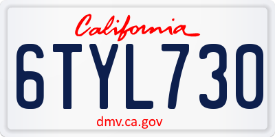 CA license plate 6TYL730