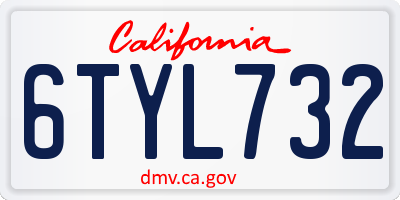 CA license plate 6TYL732
