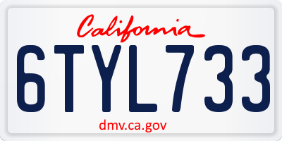 CA license plate 6TYL733