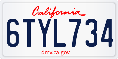 CA license plate 6TYL734