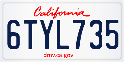 CA license plate 6TYL735