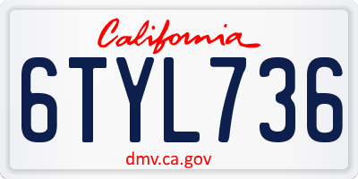 CA license plate 6TYL736