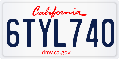 CA license plate 6TYL740