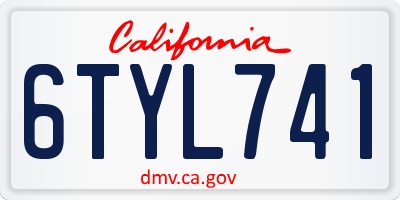 CA license plate 6TYL741