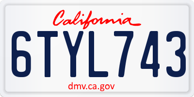 CA license plate 6TYL743