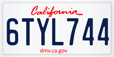 CA license plate 6TYL744