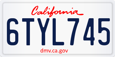 CA license plate 6TYL745