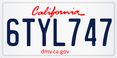 CA license plate 6TYL747