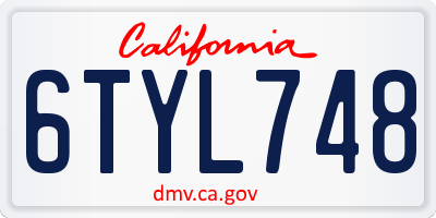 CA license plate 6TYL748