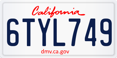 CA license plate 6TYL749