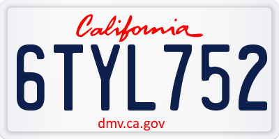 CA license plate 6TYL752