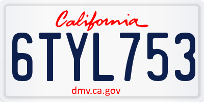 CA license plate 6TYL753
