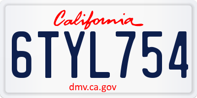 CA license plate 6TYL754