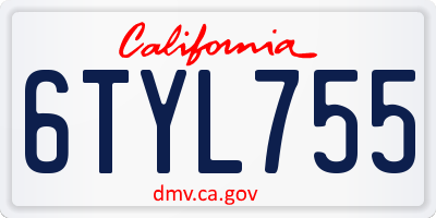 CA license plate 6TYL755