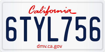 CA license plate 6TYL756