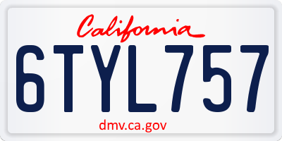CA license plate 6TYL757
