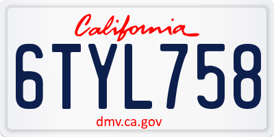 CA license plate 6TYL758