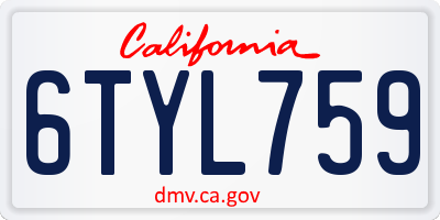CA license plate 6TYL759