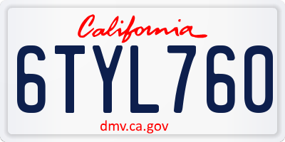 CA license plate 6TYL760