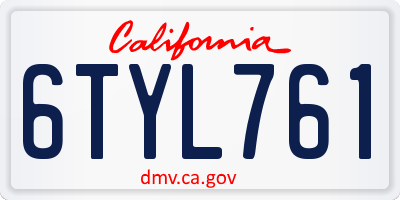 CA license plate 6TYL761