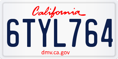 CA license plate 6TYL764