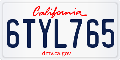 CA license plate 6TYL765