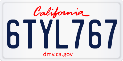 CA license plate 6TYL767