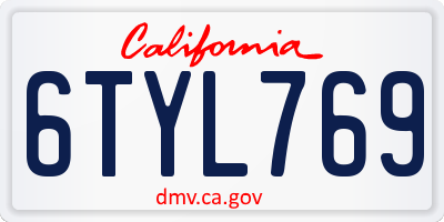 CA license plate 6TYL769
