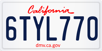 CA license plate 6TYL770