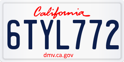 CA license plate 6TYL772