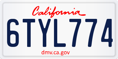 CA license plate 6TYL774