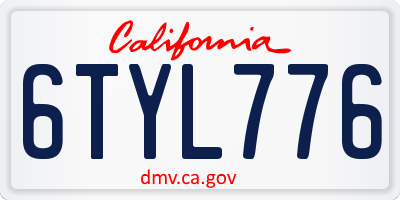 CA license plate 6TYL776