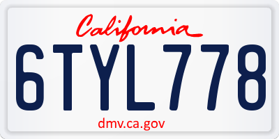 CA license plate 6TYL778