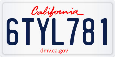 CA license plate 6TYL781