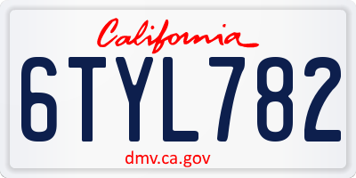 CA license plate 6TYL782