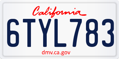 CA license plate 6TYL783