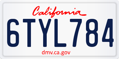CA license plate 6TYL784