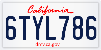 CA license plate 6TYL786