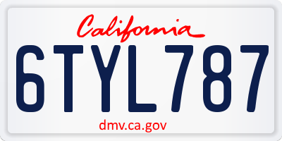 CA license plate 6TYL787