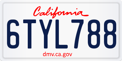 CA license plate 6TYL788