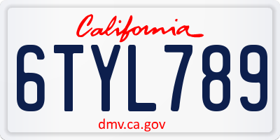 CA license plate 6TYL789