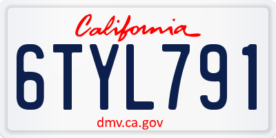 CA license plate 6TYL791