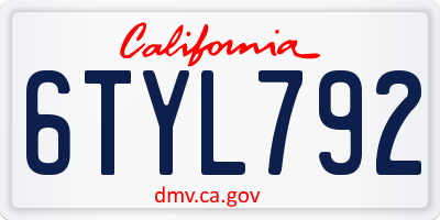 CA license plate 6TYL792